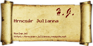 Hrncsár Julianna névjegykártya